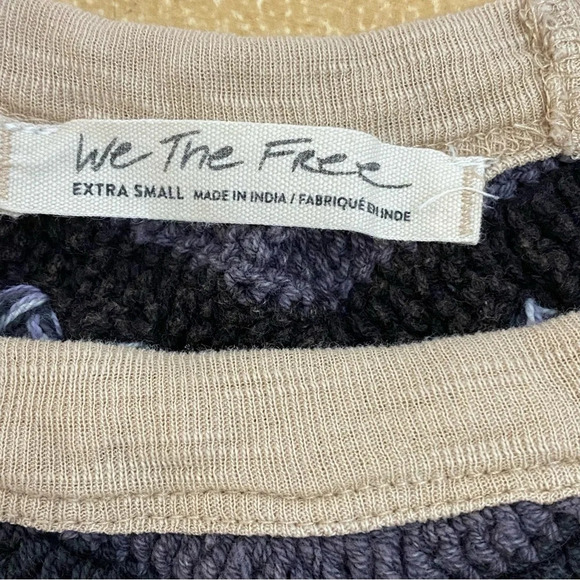 We The Free Tan Crochet Top 3/4 Sleeve Comfy Knit XS - Picture 5 of 7